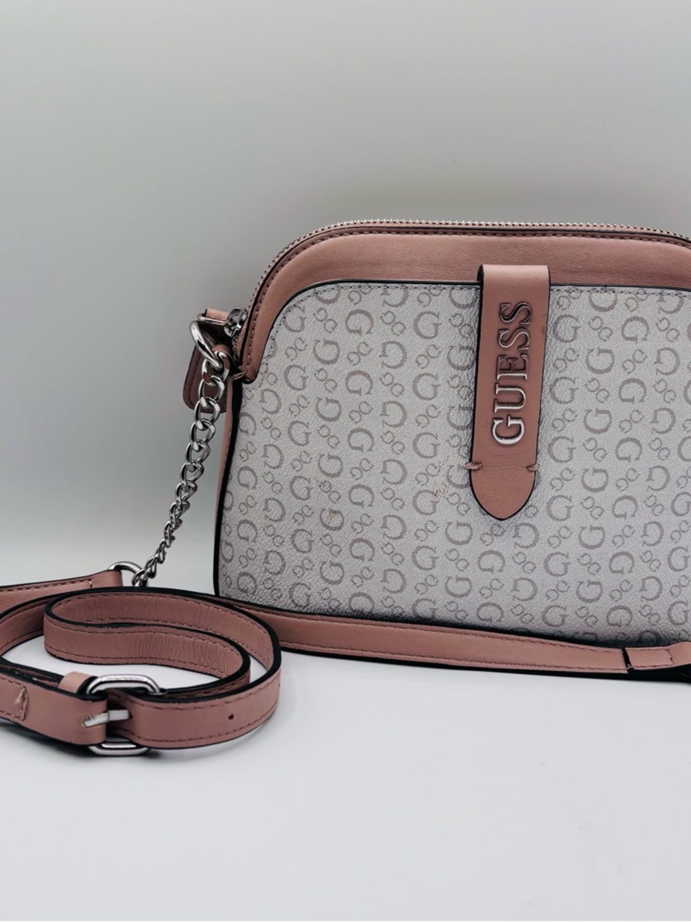 GUESS Blush Pink Monogram Crossbody Bag